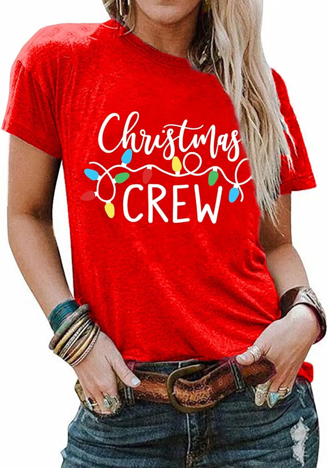 Merry Christmas Shirts Women Funny Xmas Tree Graphic T-Shirt Holiday Tshirts Casual Short Sleeve Tee Tops