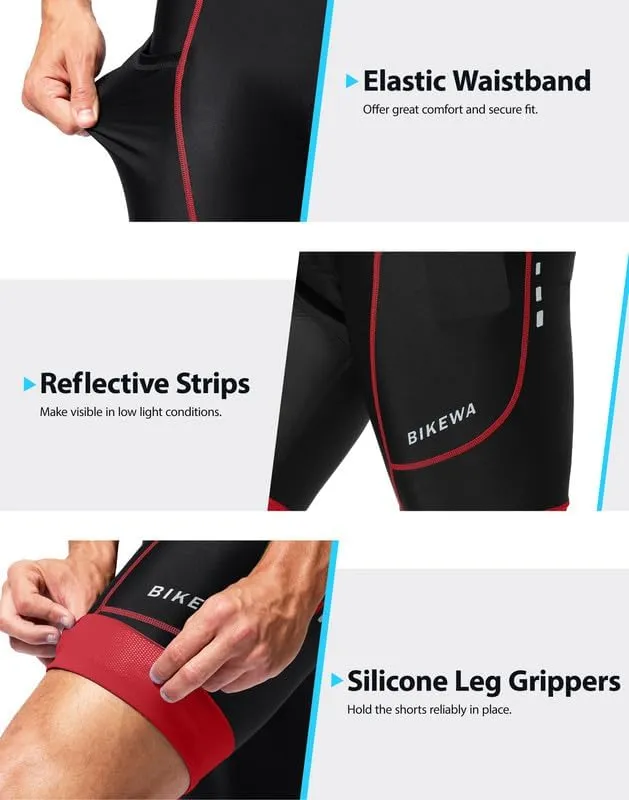 Padded Bike Shorts for Men 4D Cycling Road Riding Biking Padding Bicycle Shorts with Phone Pockets