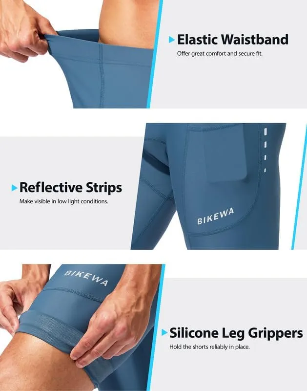 Padded Bike Shorts for Men 4D Cycling Road Riding Biking Padding Bicycle Shorts with Phone Pockets