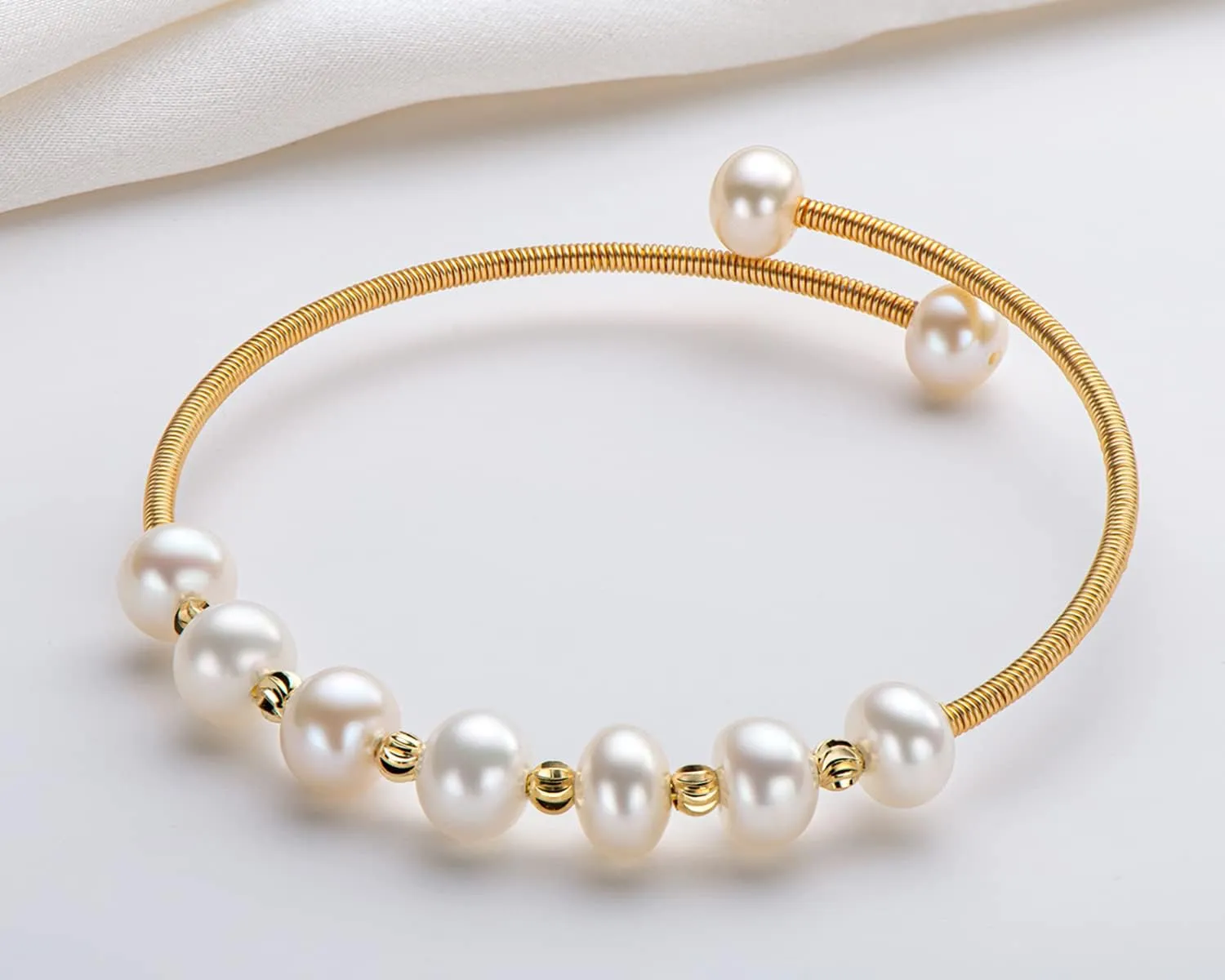 Pearl Bangle Freshwater Cultured Pearl Open Cuff Bangle Bracelets Jewelry Gifts for Women