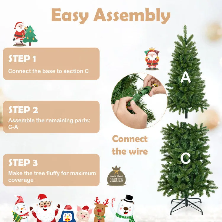 Pencil Christmas Tree with 180 Warm White and Multi-color LED Lights