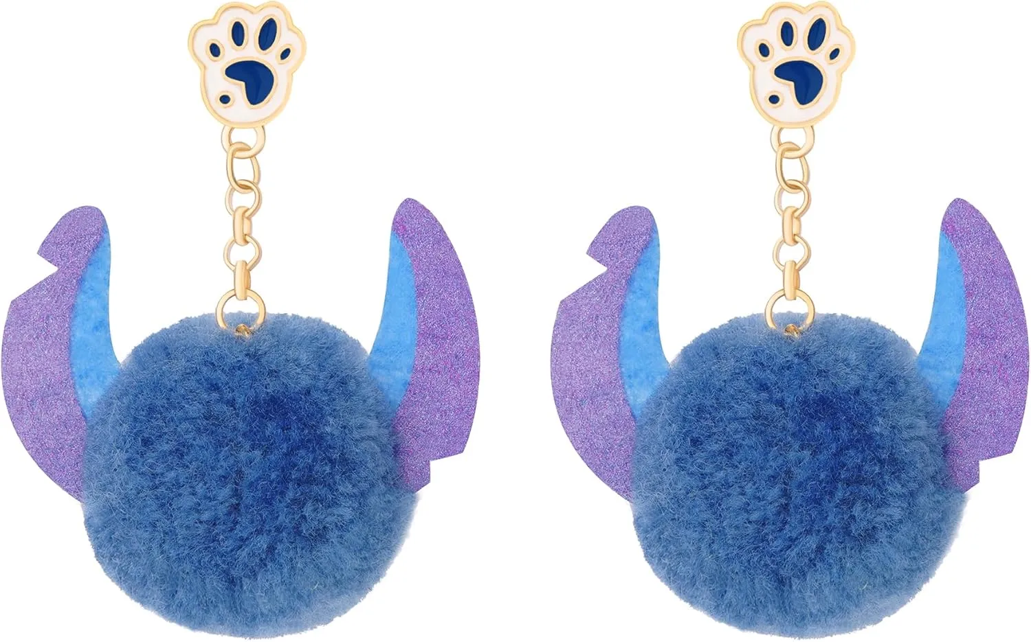 Pom Pom Earrings for Women Cute Paws Fluffy Fur Ball Earring Long-eared Pom Earrings Christmas Friendship Jewelry