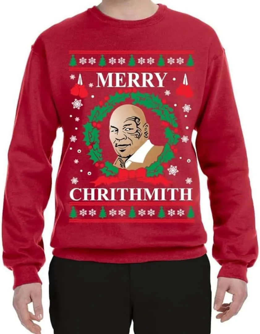 Pure Essence Merry Mike Tyson Ugly Christmas Sweater Unisex Crewneck Graphic Sweatshirt