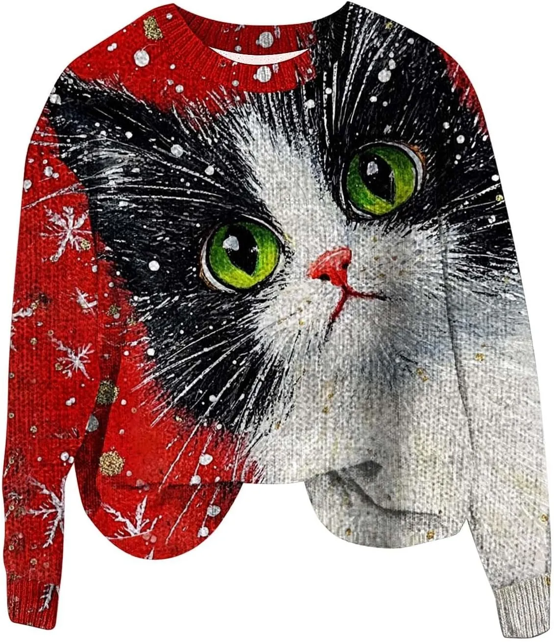 Ugly Christmas Sweater Women Men Funny Cat Sweatshirts Pullover Xmas Shirts Fashion Tops Knit Ribbed Winter Sweater