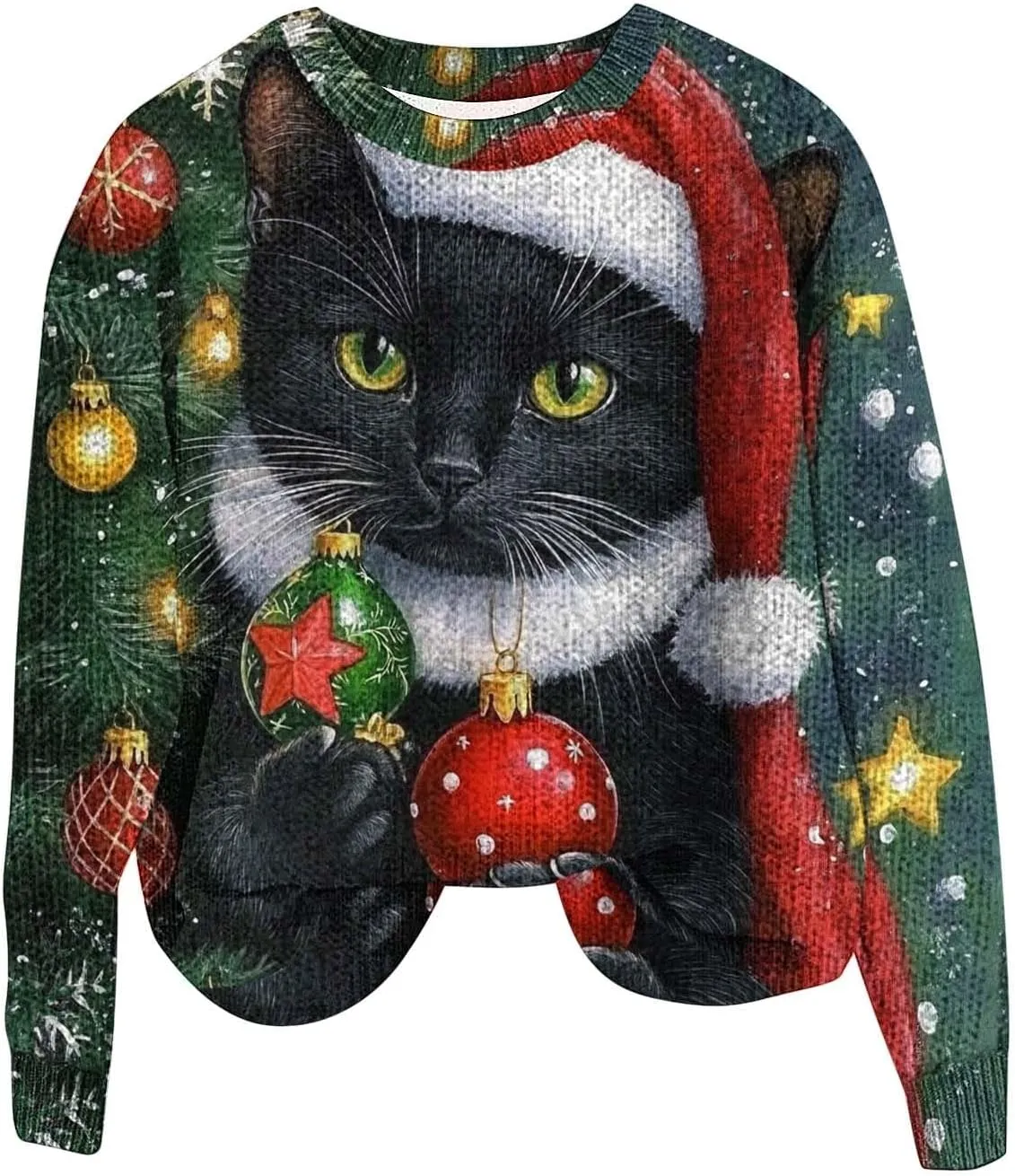 Ugly Christmas Sweater Women Men Funny Cat Sweatshirts Pullover Xmas Shirts Fashion Tops Knit Ribbed Winter Sweater