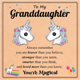 UPROMI Hypoallergenic Unicorn Earrings for Daughter/Granddaughter, Valentines Christmas Birthday Gifts for Girls