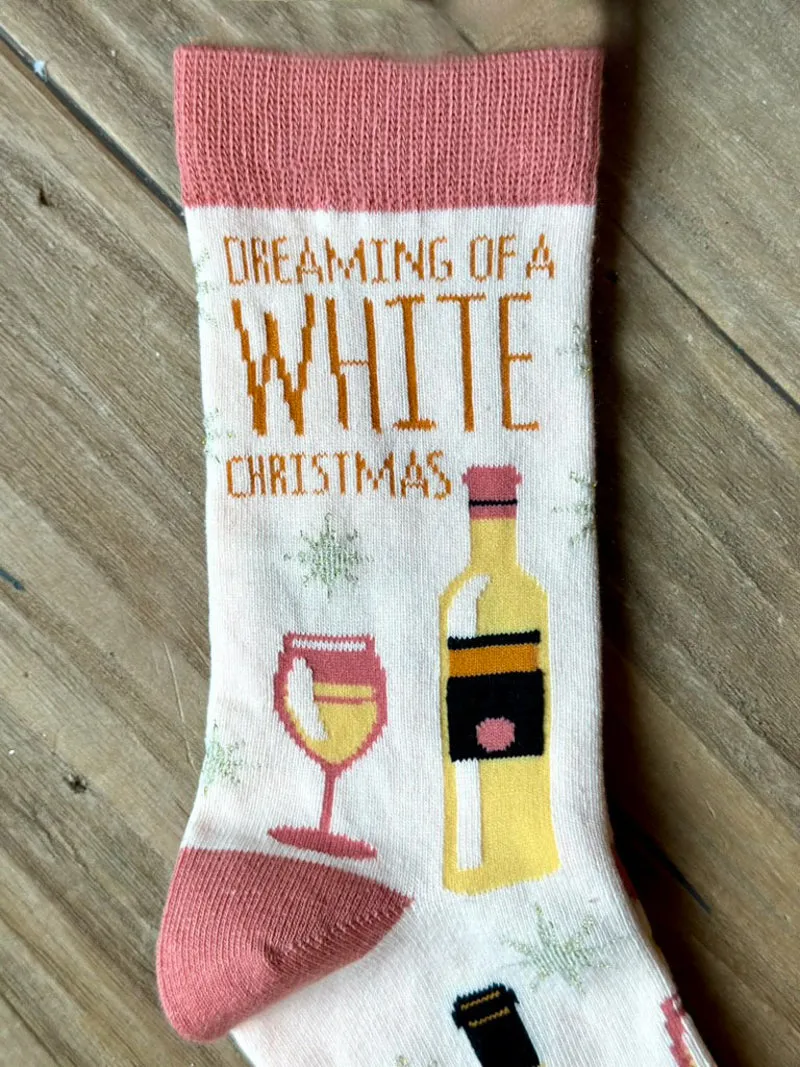 White Wine Christmas Socks