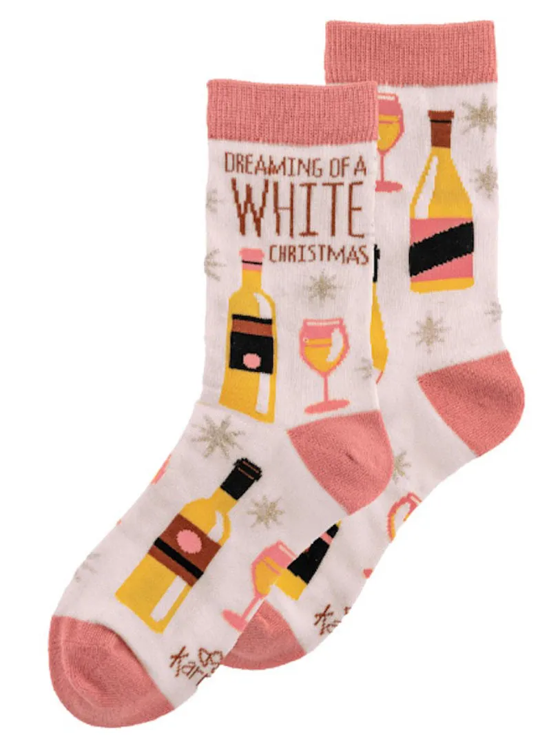 White Wine Christmas Socks