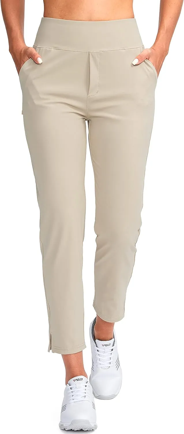 YYV Women's Golf Pants Stretch Work Ankle Pants High Waist Dress Pants with Pockets for Yoga Business Travel Casual