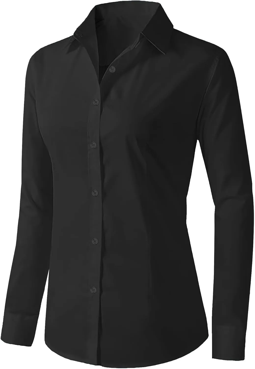 Zeagoo Womens Button Down Shirts Long Sleeve V Neck Tops Wrinkle Free Collared Work Office Solid Blouses Corset Tops